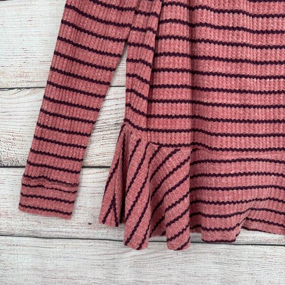 We the Free Knit Peplum Top Womens Small Pink Purple Striped Scoop Neck - Picture 5 of 12